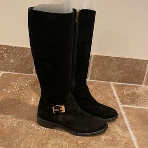 Black Suede Riding Boots